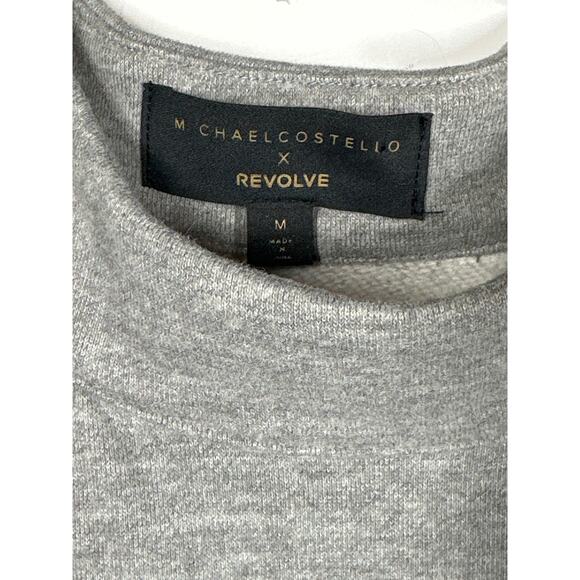 Michael Costello x Revolve Cold Shoulder Mini Dress Gray Designer Sweatshirt M - Picture 5 of 13
